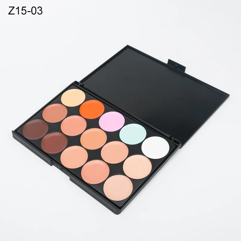 15-Color Concealer & Contour Palette – Full Coverage for All Skin Tones