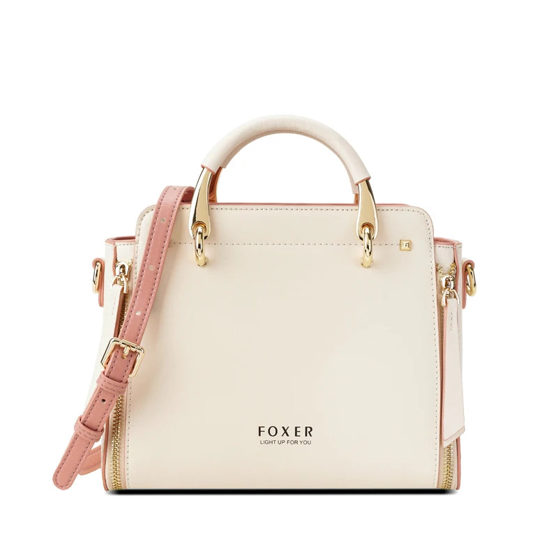 FOXER Split Leather Large Tote Bag 2026 – Elegant Luxury Crossbody Shoulder Purse