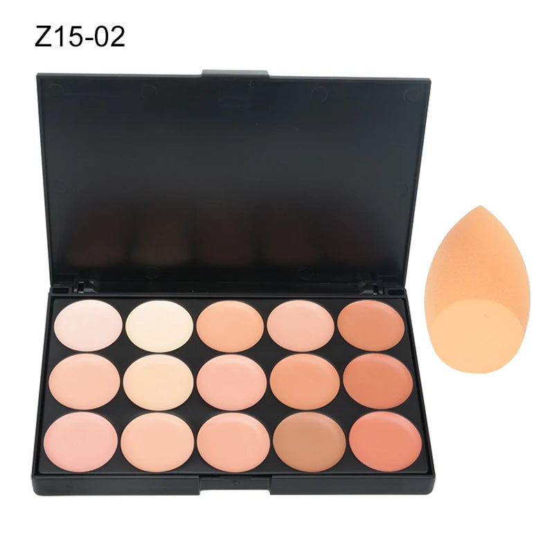 15-Color Concealer & Contour Palette – Full Coverage for All Skin Tones