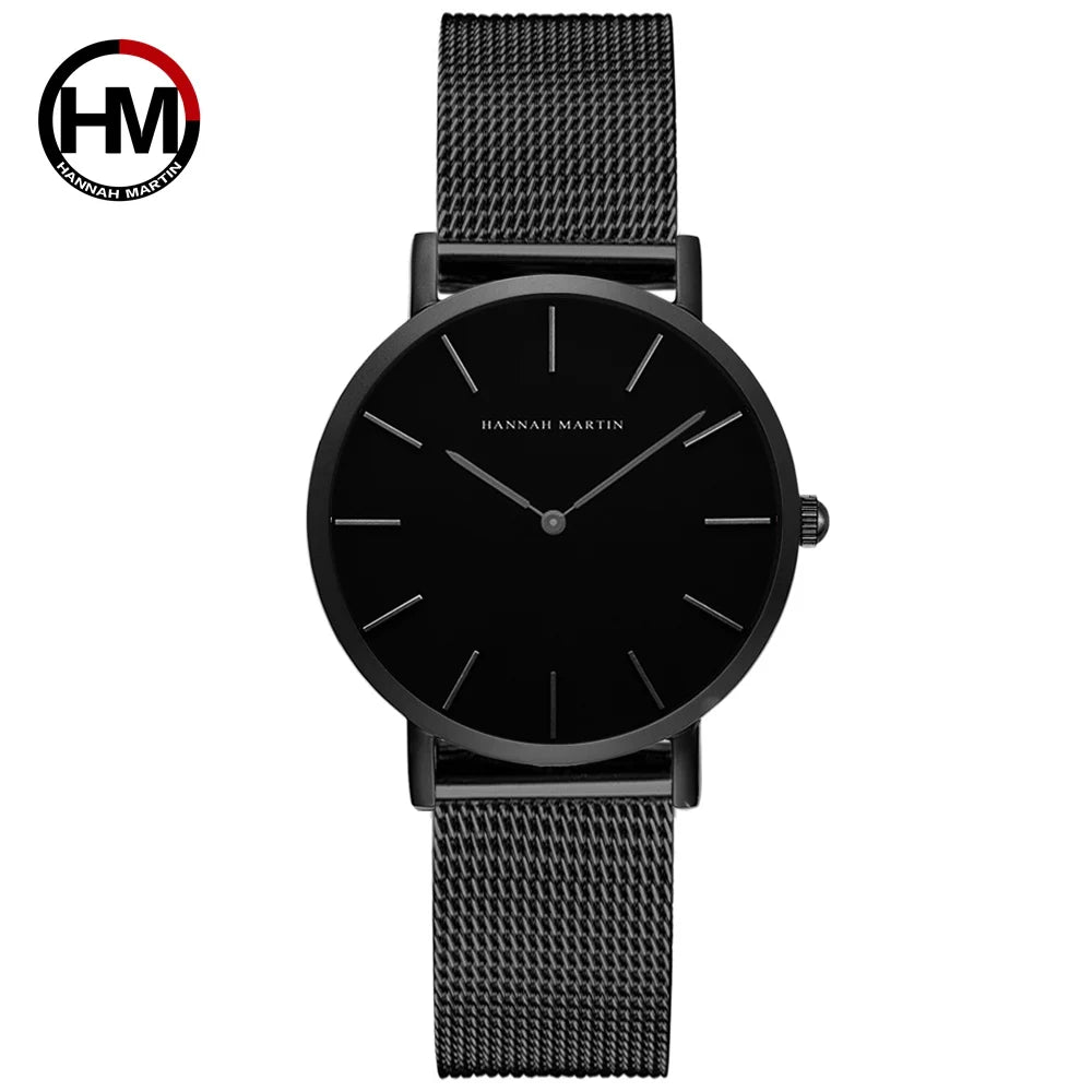HANNAH MARTIN Rose Gold Women's Watch – 36mm Stainless Steel, Waterproof