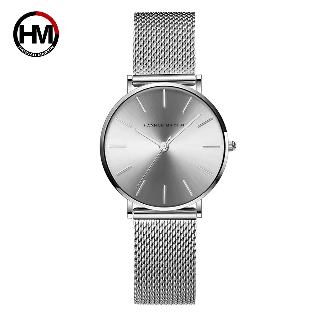 HANNAH MARTIN Rose Gold Women's Watch – 36mm Stainless Steel, Waterproof