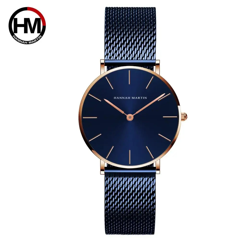 HANNAH MARTIN Rose Gold Women's Watch – 36mm Stainless Steel, Waterproof
