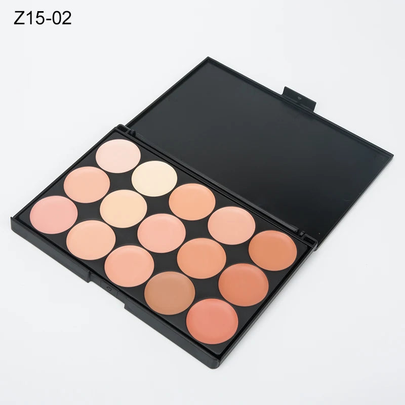 15-Color Concealer & Contour Palette – Full Coverage for All Skin Tones