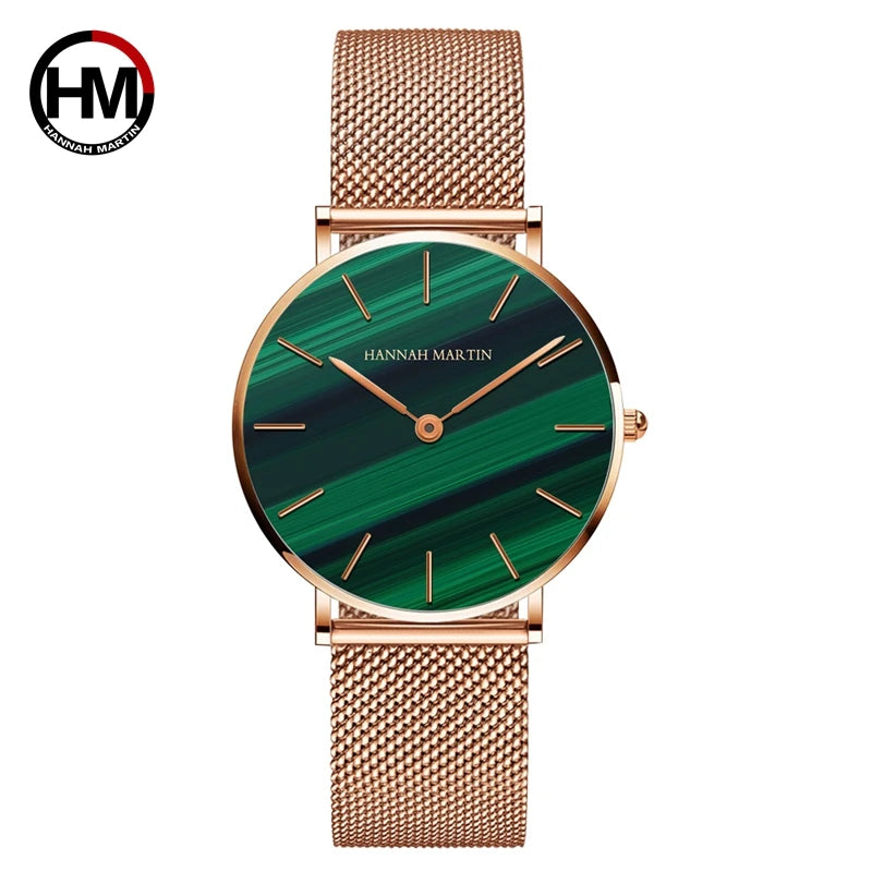 HANNAH MARTIN Rose Gold Women's Watch – 36mm Stainless Steel, Waterproof