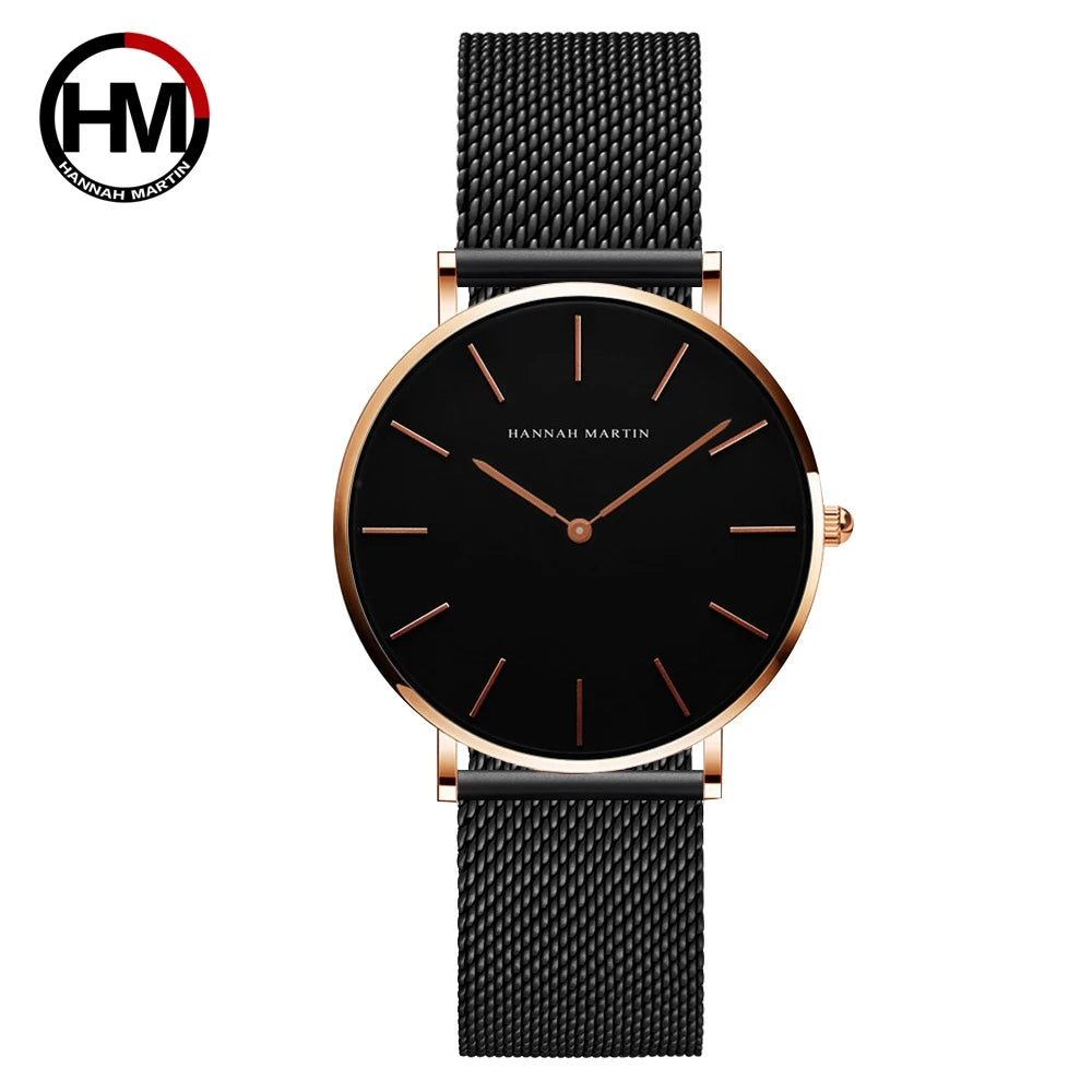 HANNAH MARTIN Rose Gold Women's Watch – 36mm Stainless Steel, Waterproof