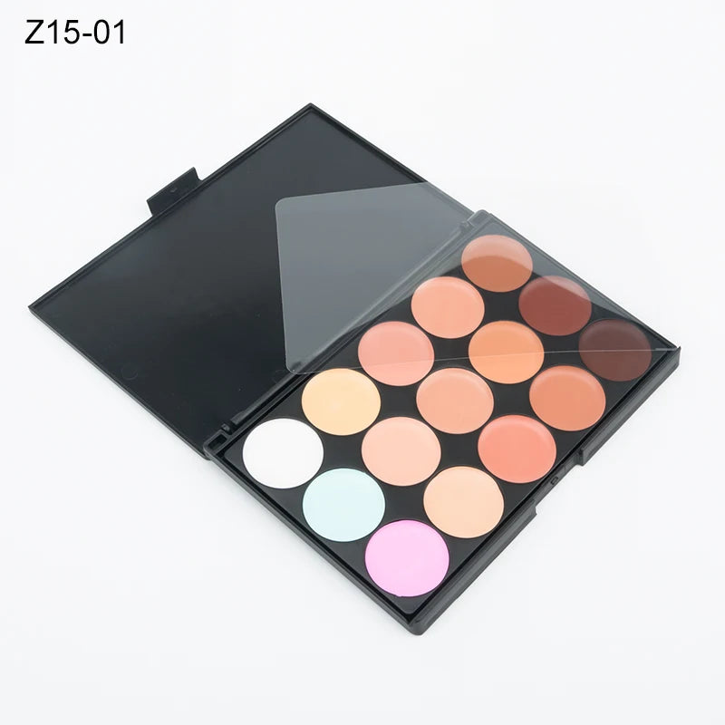 15-Color Concealer & Contour Palette – Full Coverage for All Skin Tones