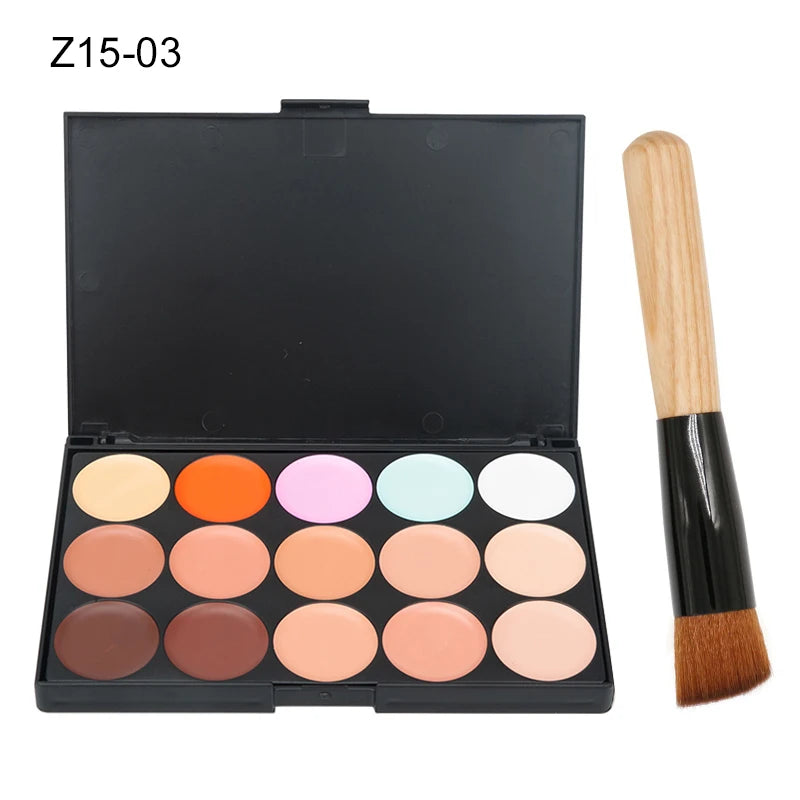 15-Color Concealer & Contour Palette – Full Coverage for All Skin Tones