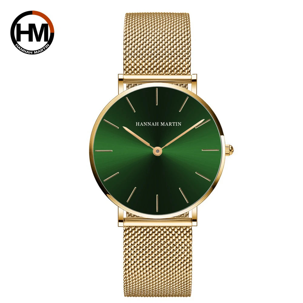 HANNAH MARTIN Rose Gold Women's Watch – 36mm Stainless Steel, Waterproof