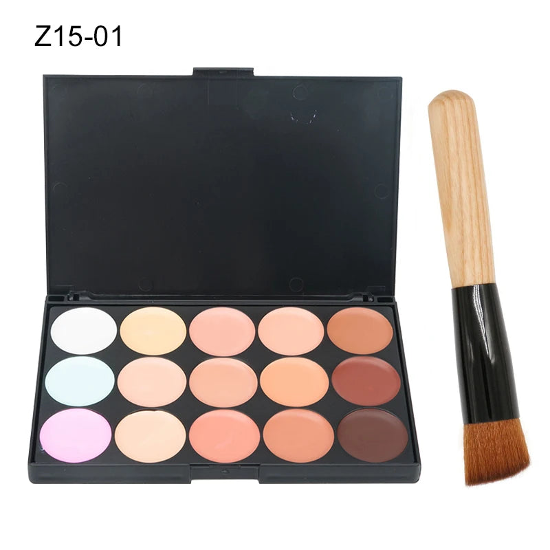 15-Color Concealer & Contour Palette – Full Coverage for All Skin Tones