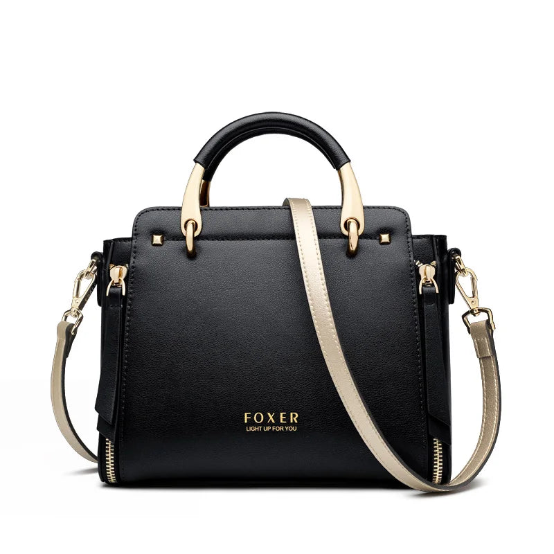 FOXER Split Leather Large Tote Bag 2026 – Elegant Luxury Crossbody Shoulder Purse