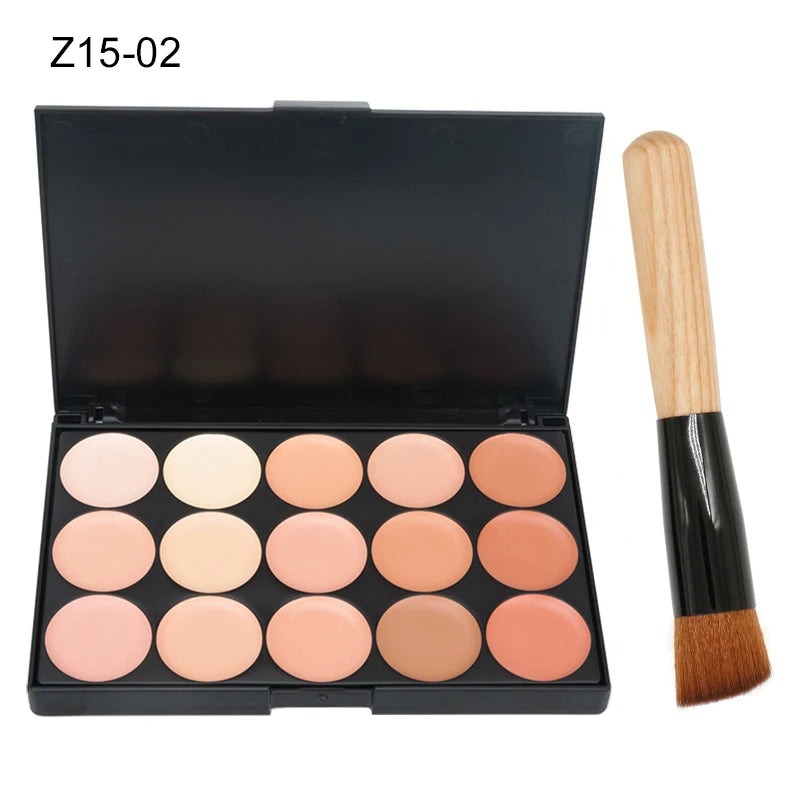 15-Color Concealer & Contour Palette – Full Coverage for All Skin Tones