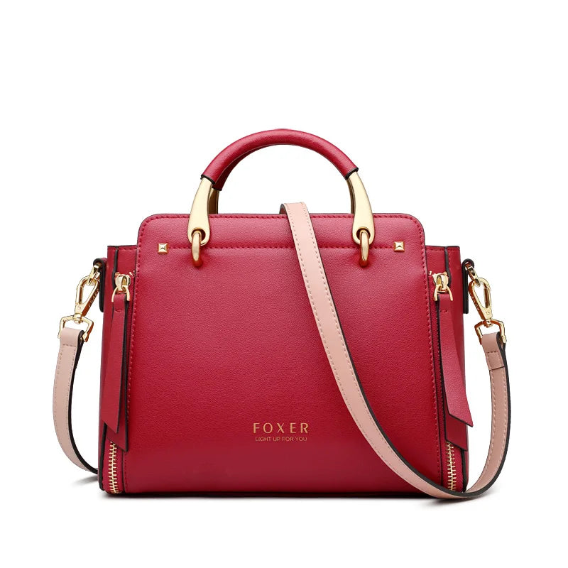 FOXER Split Leather Large Tote Bag 2026 – Elegant Luxury Crossbody Shoulder Purse