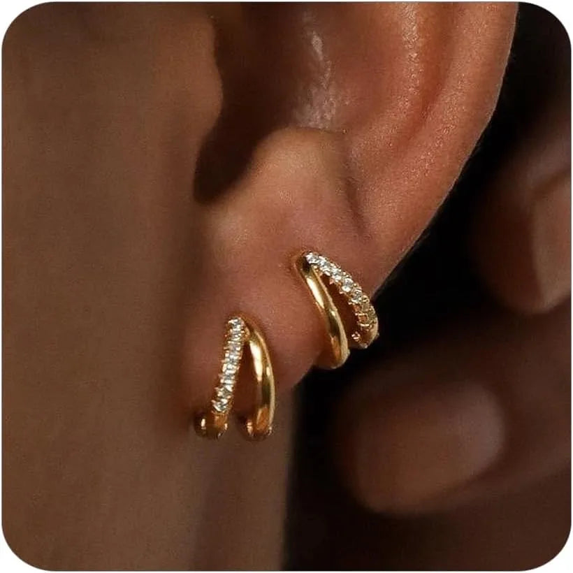 14K Gold Plated Diamond Huggie Hoop Earrings – Wedding & Gift Jewelry for Women