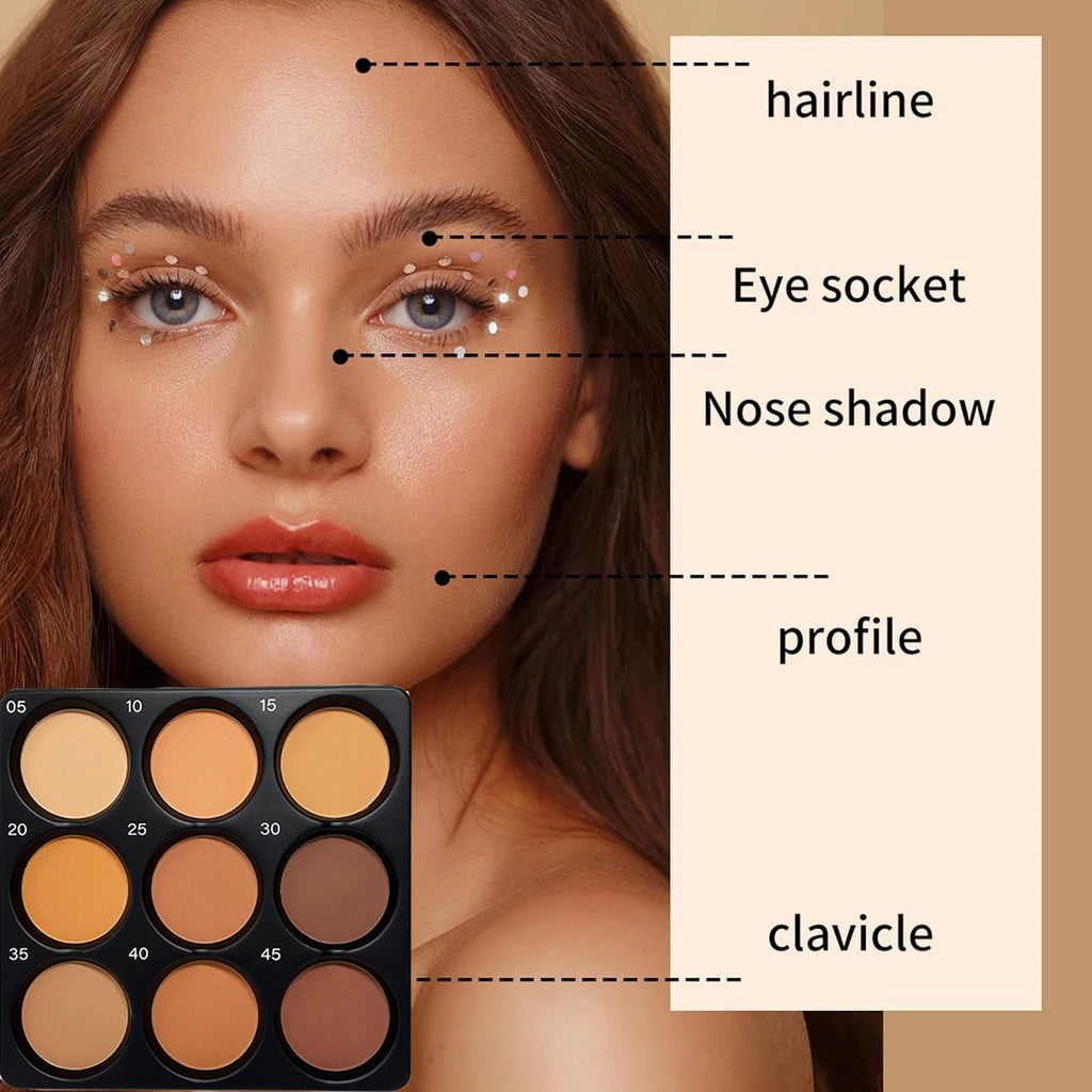 9-Colour Powder Contour Palette – Professional Matte Contouring Makeup Kit