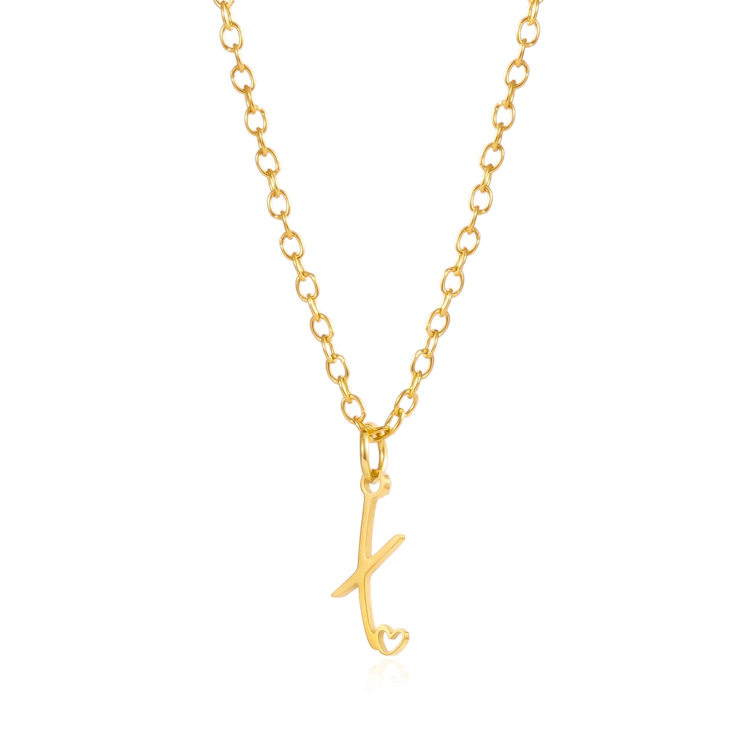 A-Z Initial Letter Heart Necklace – Stainless Steel Personalized Clavicle Chain