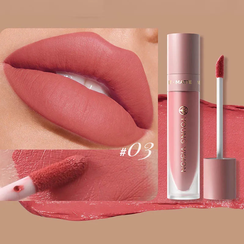 DUNUF 8-Colour Matte Velvet Lip Gloss Set – Waterproof Plumping Lipstick Square Tube