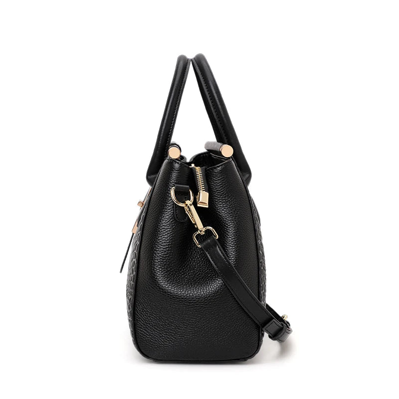 Aidrani Luxury Crocodile Pattern Cowhide Handbag – High-End Large Capacity Women's Bag