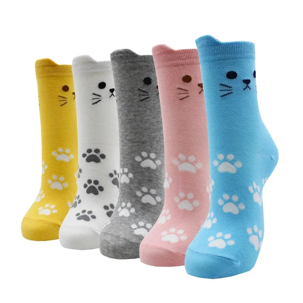 Women's Kawaii Cartoon Cotton Socks – Colourful Cute Novelty Socks (5 Pairs)