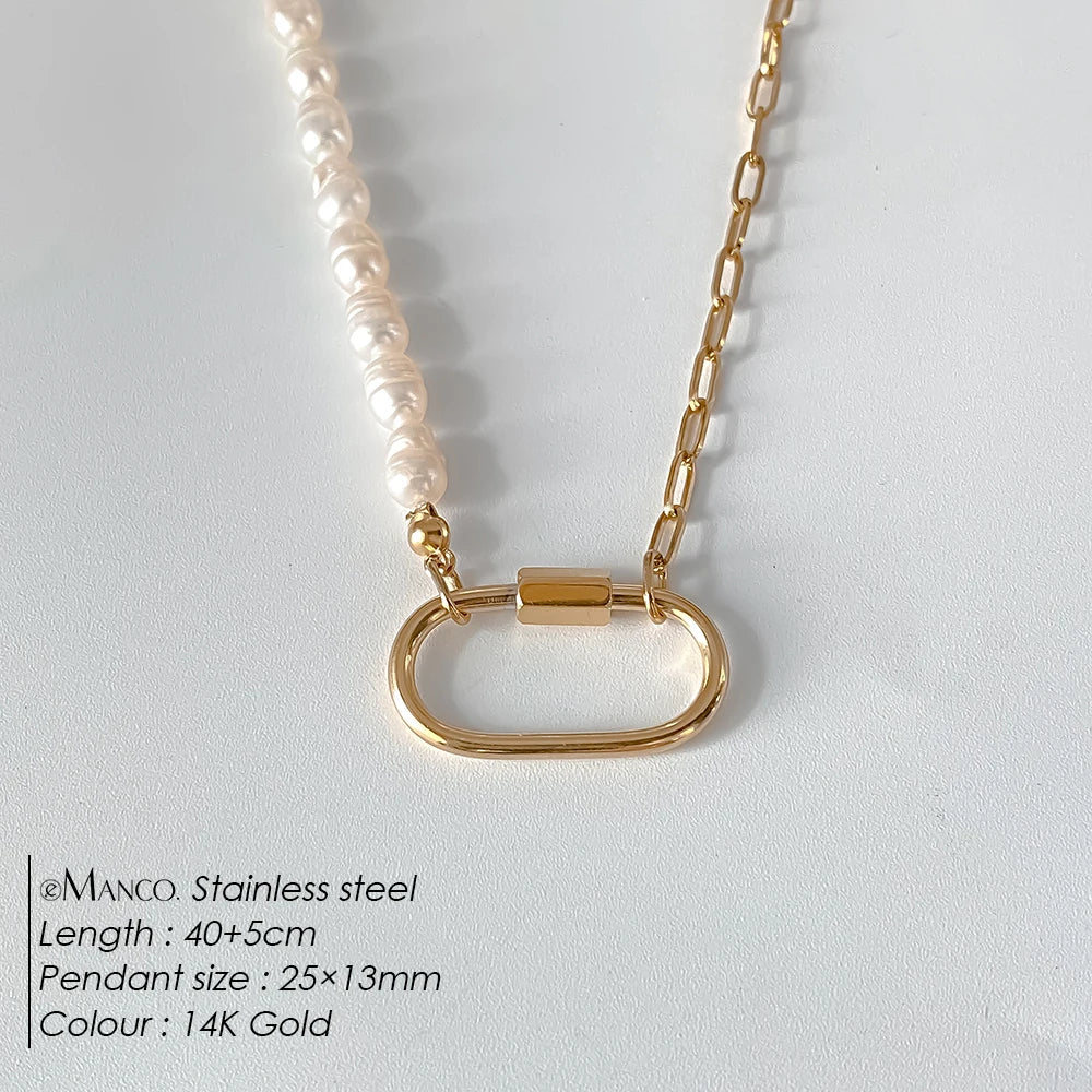 14K Gold Plated Stainless Steel Pendant Necklace – Waterproof Fashion Jewelry
