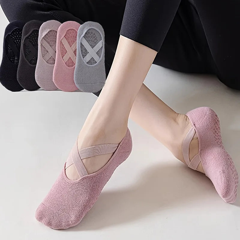 Women's Non-Slip Yoga & Pilates Socks – Grip Socks for Gym & Dance (5 Pairs)