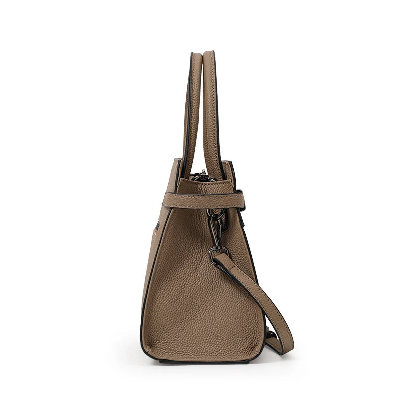 Genuine Leather Cowhide Tote Bag – Simple Shoulder Handbag for Work & Daily Use