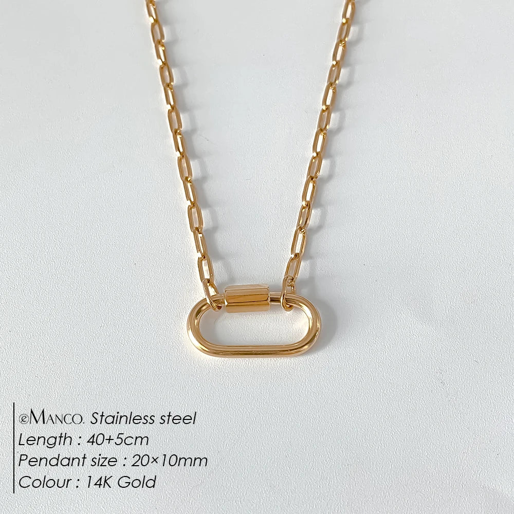 14K Gold Plated Stainless Steel Pendant Necklace – Waterproof Fashion Jewelry