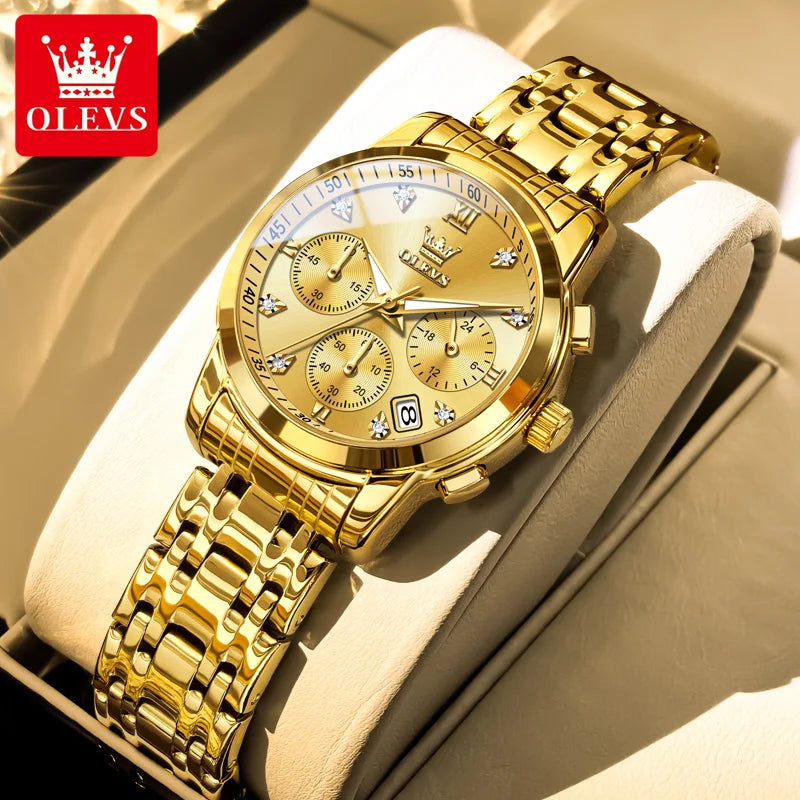 OLEVS 2858 Diamond Bracelet Watch – Chronograph, Luminous & Waterproof
