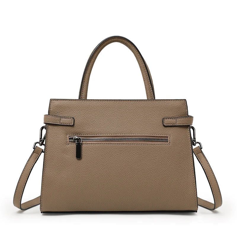 Genuine Leather Cowhide Tote Bag – Simple Shoulder Handbag for Work & Daily Use