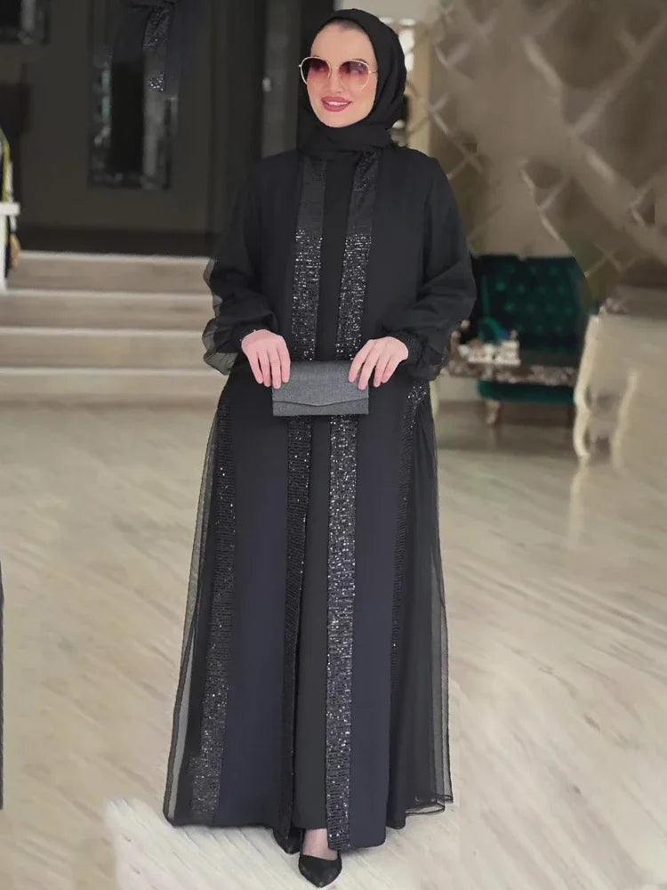 Muslim Modest Jalabiya Dress – Eid Ramadan Kaftan Cardigan Robe 2024