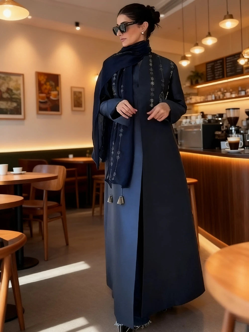 Eid Abaya Trench Coat – Long Kaftan Cardigan Robe for Women 2026