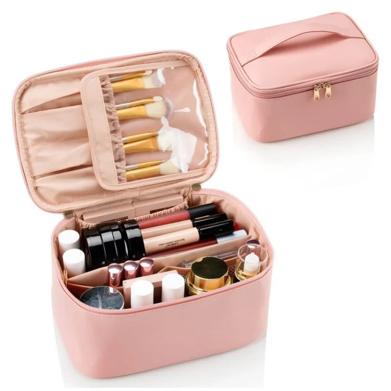 Women's Large Capacity Cosmetic Travel Bag – Portable Makeup Organiser Case in Black