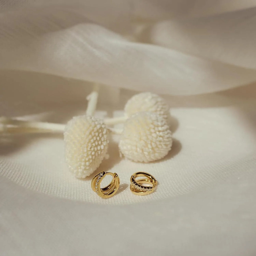 14K Gold Plated Diamond Huggie Hoop Earrings – Wedding & Gift Jewelry for Women
