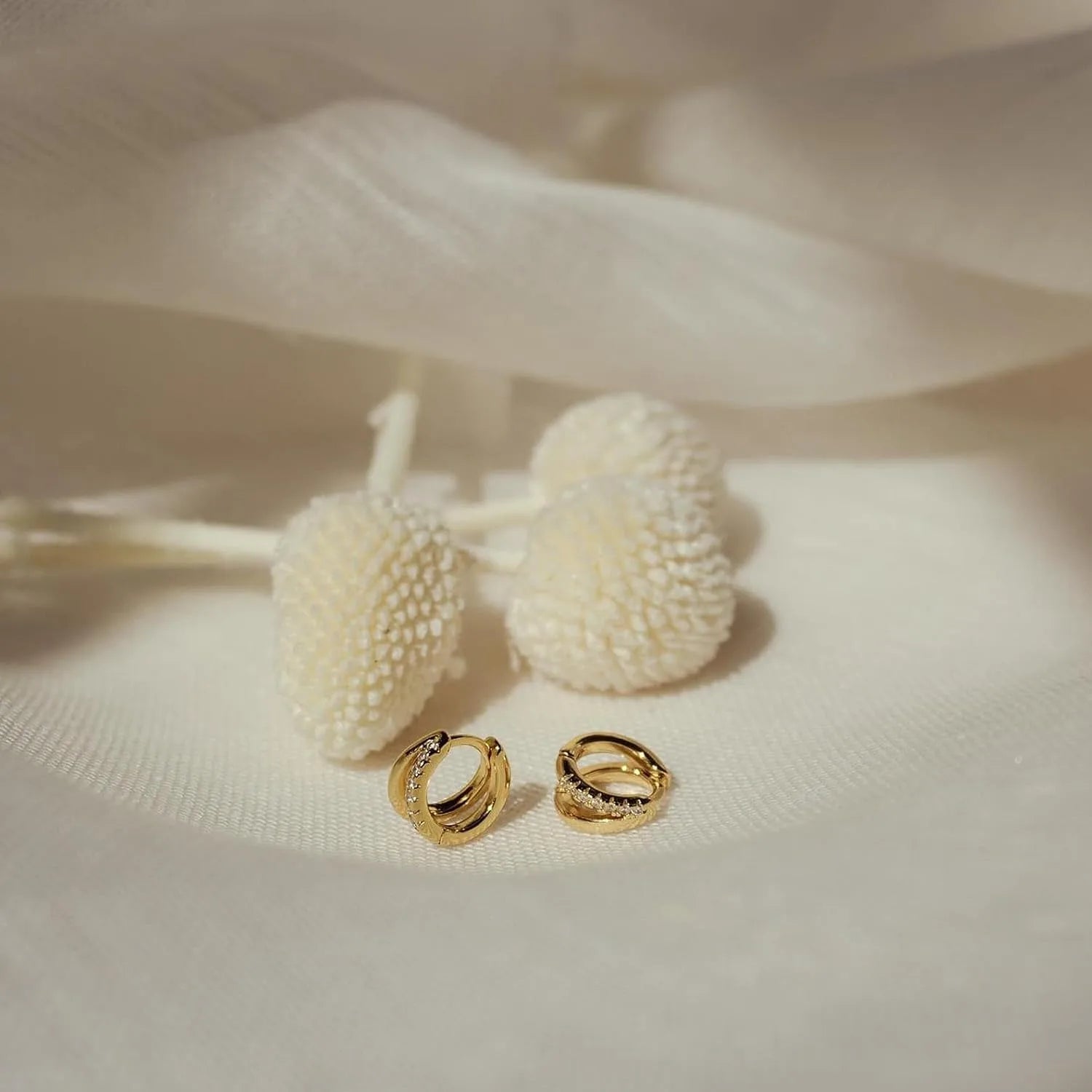 14K Gold Plated Diamond Huggie Hoop Earrings – Wedding & Gift Jewelry for Women