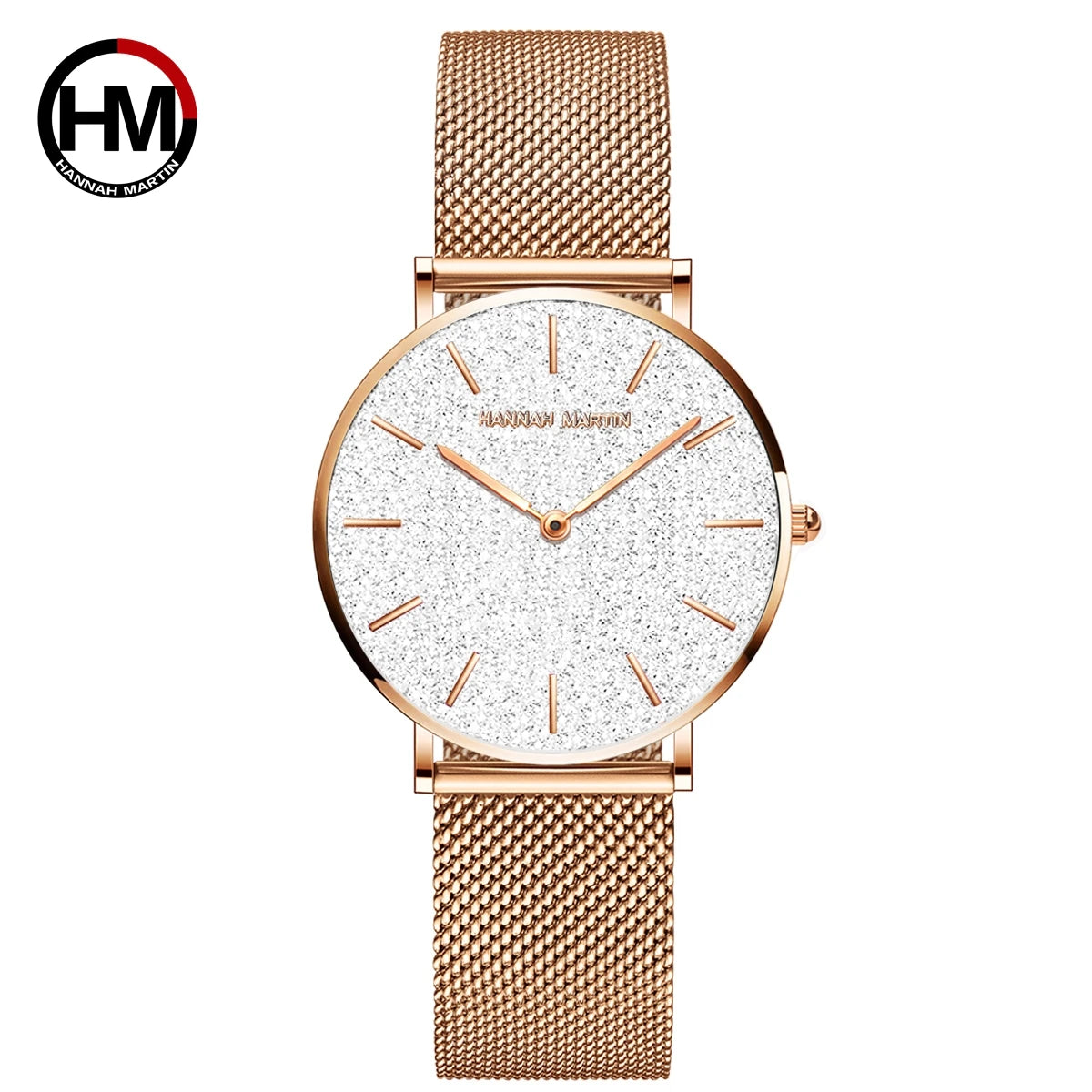 HANNAH MARTIN Rose Gold Women's Watch – 36mm Stainless Steel, Waterproof