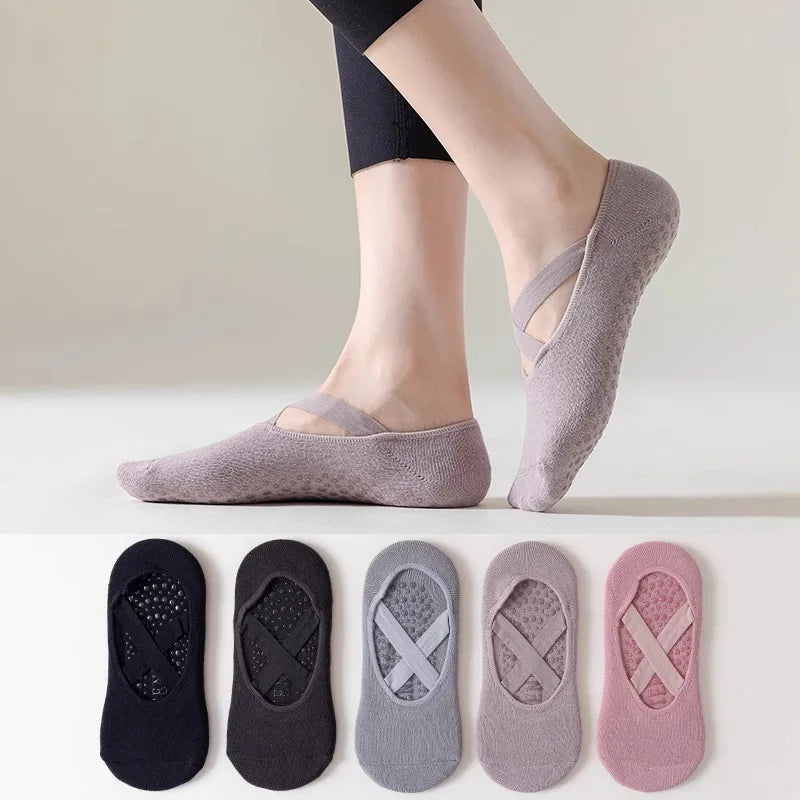 Women's Non-Slip Yoga & Pilates Socks – Grip Socks for Gym & Dance (5 Pairs)