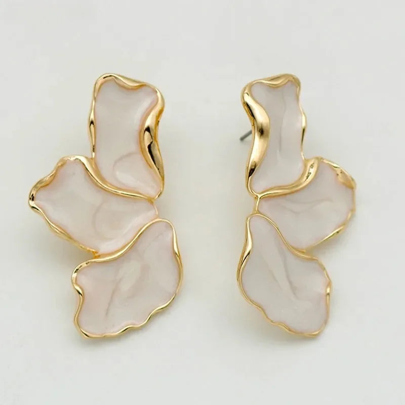 Maple Leaf & Flower Earrings – Colorful Petal, Sweet Temperament Light Luxury