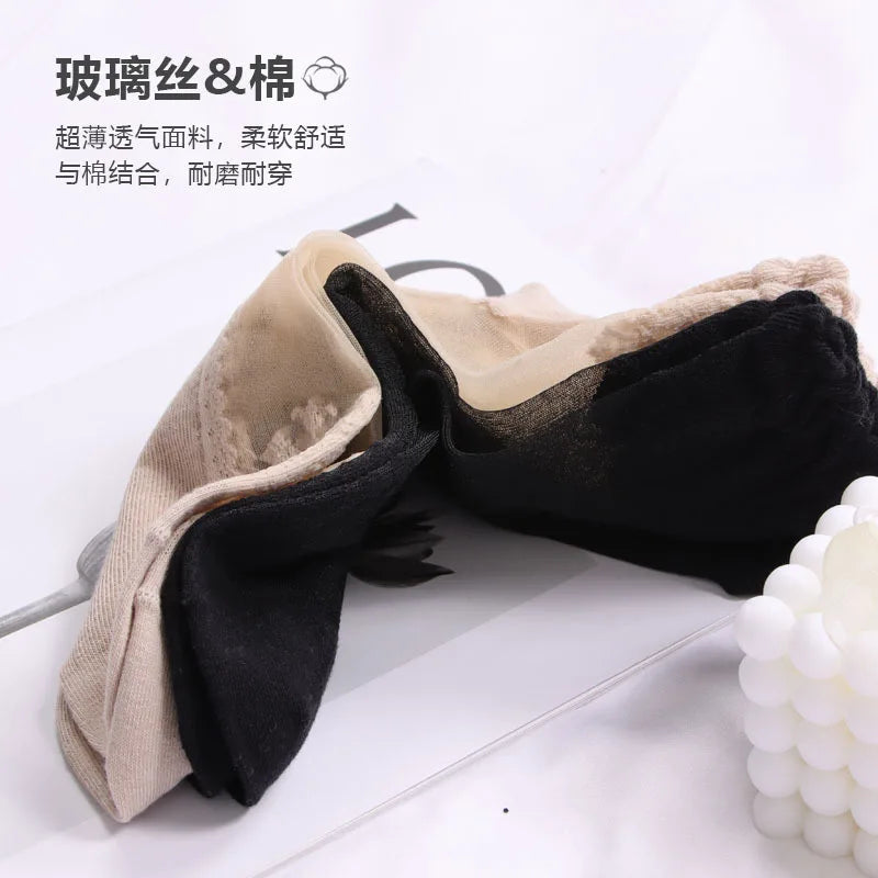 Women's Silk Velvet Lace Ankle Socks – Ultra-Thin Mesh Non-Slip Short Socks