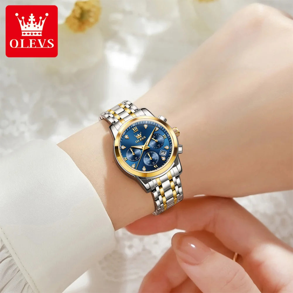 OLEVS 2858 Diamond Bracelet Watch – Chronograph, Luminous & Waterproof