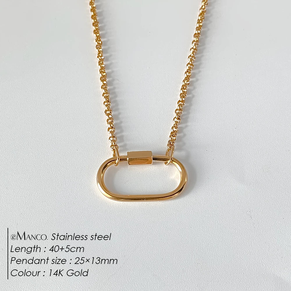 14K Gold Plated Stainless Steel Pendant Necklace – Waterproof Fashion Jewelry