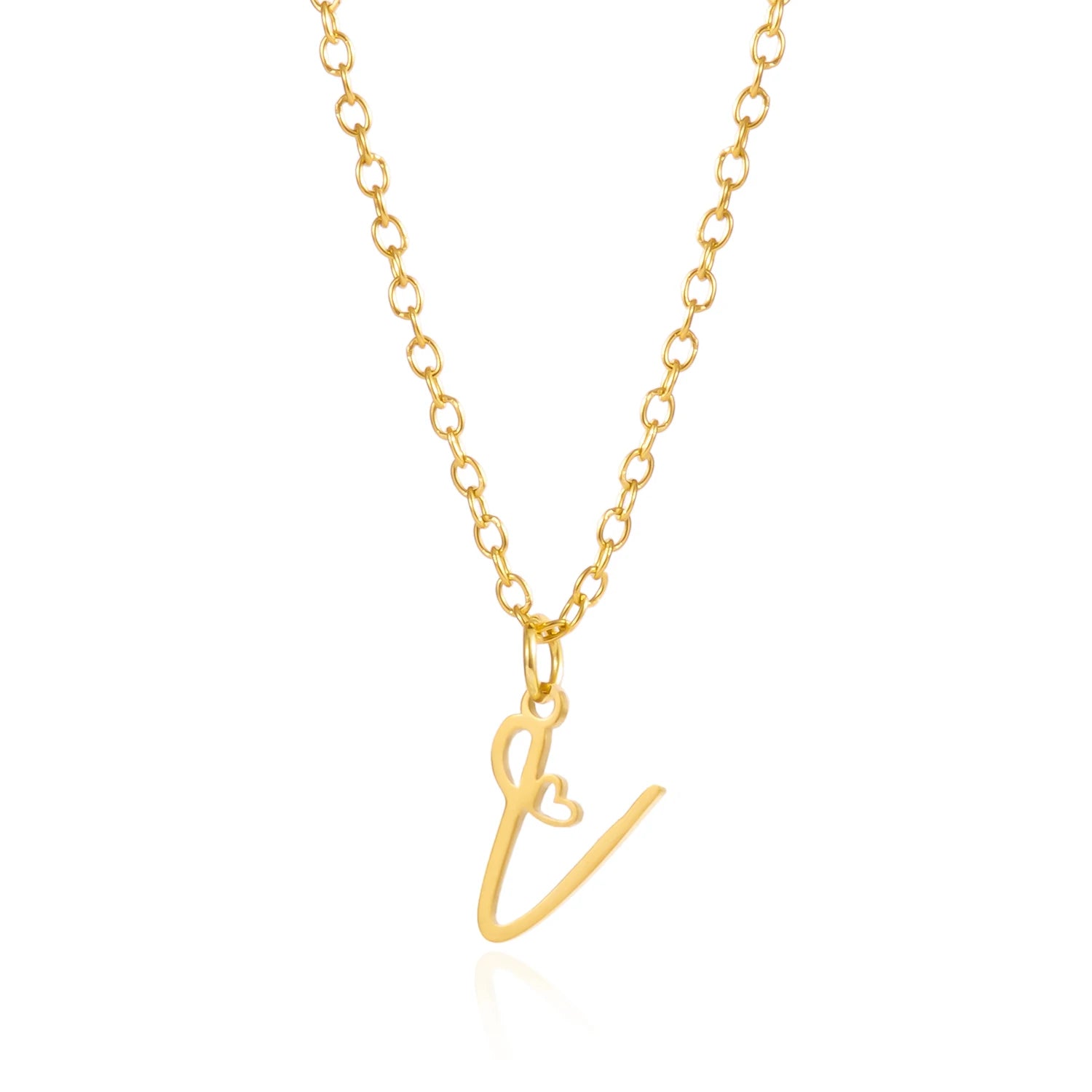 A-Z Initial Letter Heart Necklace – Stainless Steel Personalized Clavicle Chain