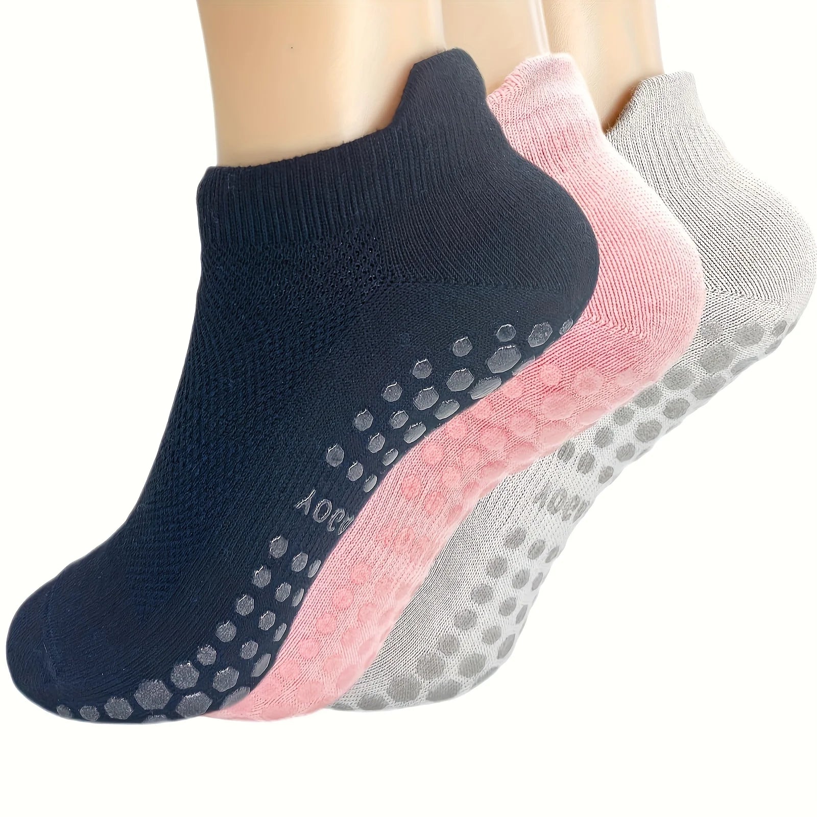 Women's Grip Pilates Socks – 3 Pairs Non-Slip Yoga Socks for Barre, Ballet & Barefoot Workout