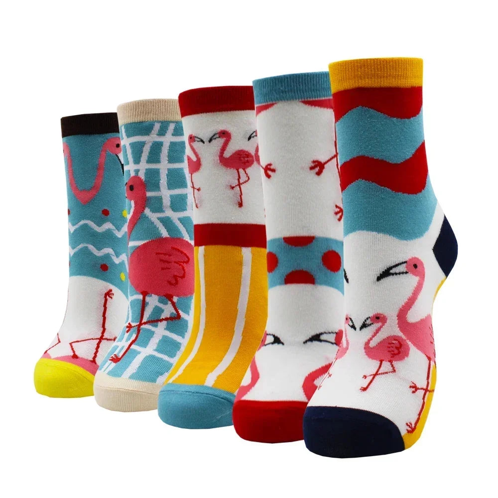 Women's Kawaii Cartoon Cotton Socks – Colourful Cute Novelty Socks (5 Pairs)