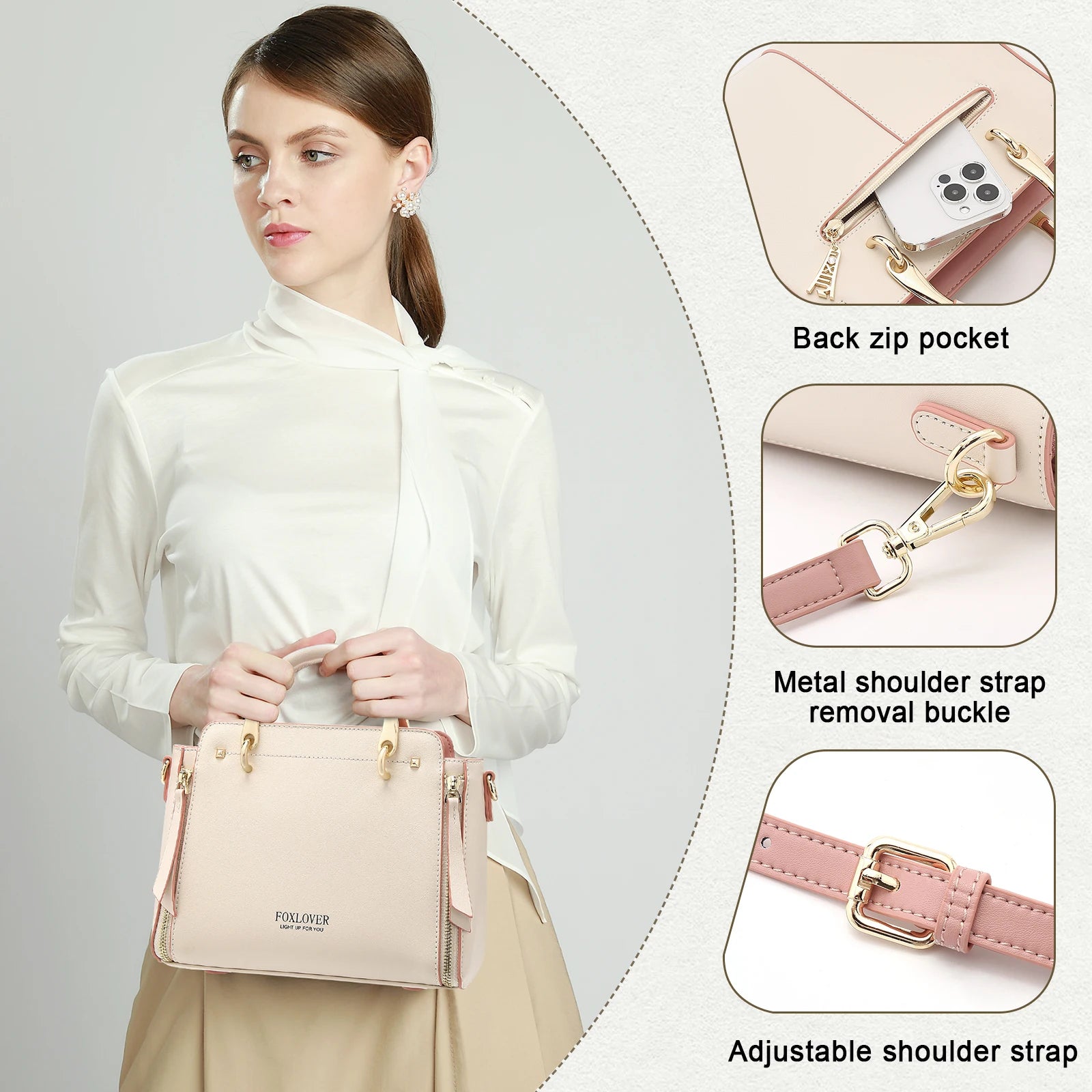 FOXER Split Leather Large Tote Bag 2026 – Elegant Luxury Crossbody Shoulder Purse