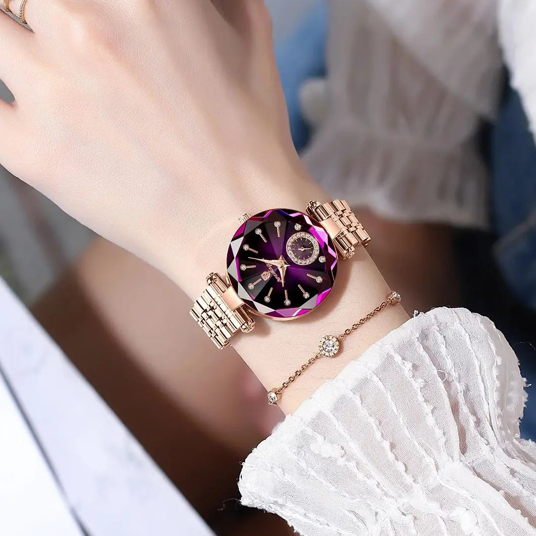 POEDAGAR Women's Luxury Diamond Watch – Elegant Quartz Timepiece