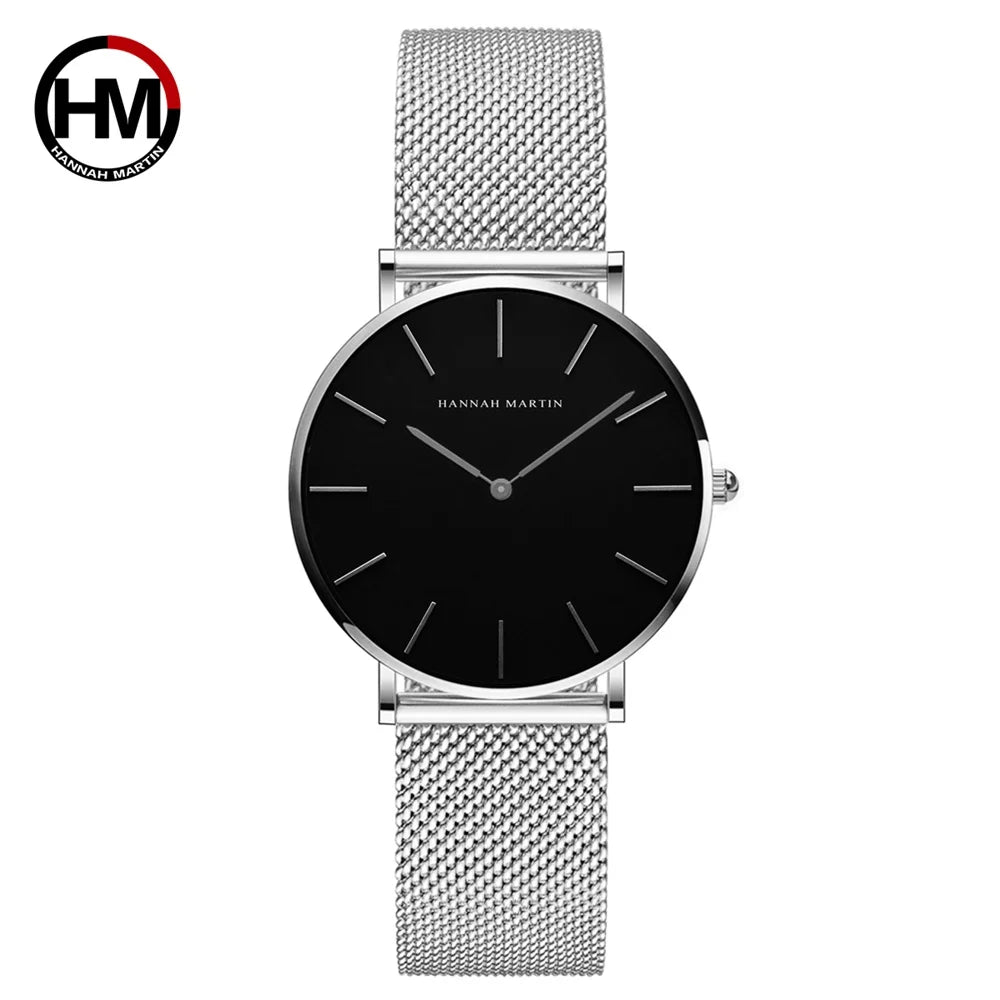 HANNAH MARTIN Rose Gold Women's Watch – 36mm Stainless Steel, Waterproof