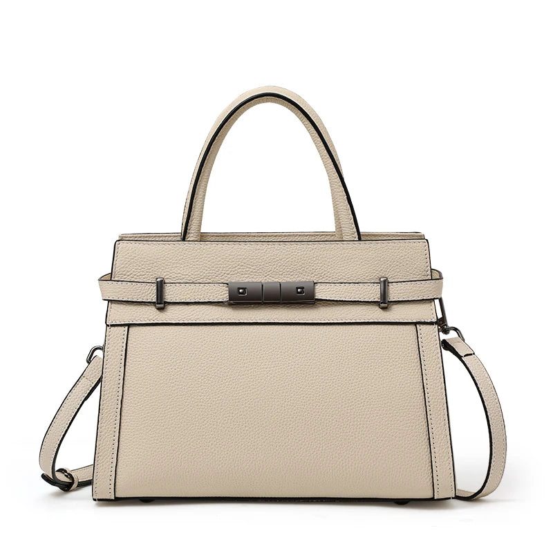 Genuine Leather Cowhide Tote Bag – Simple Shoulder Handbag for Work & Daily Use