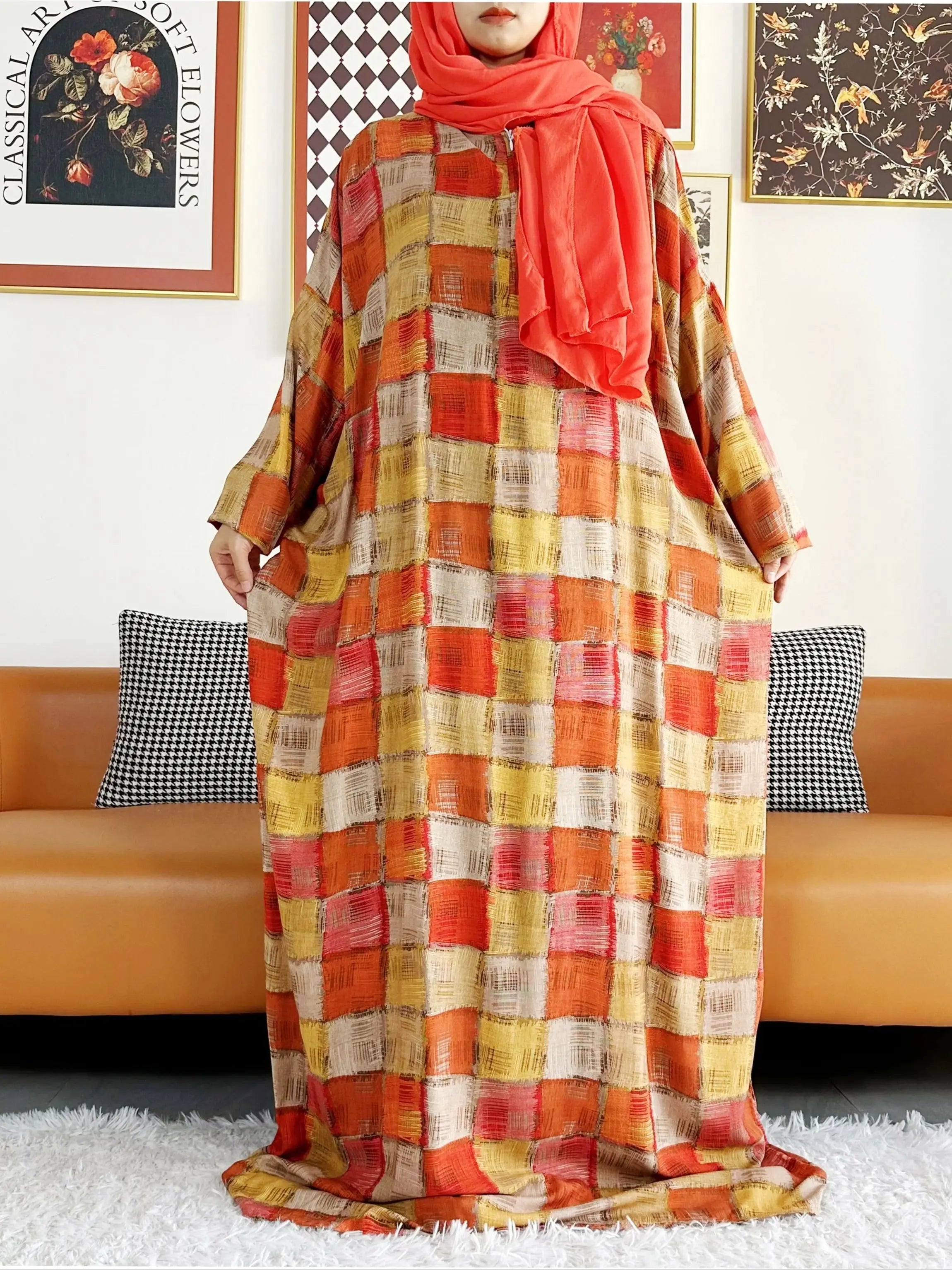 Floral Cotton Abaya – Ramadan Prayer Dress for Women Dubai Style