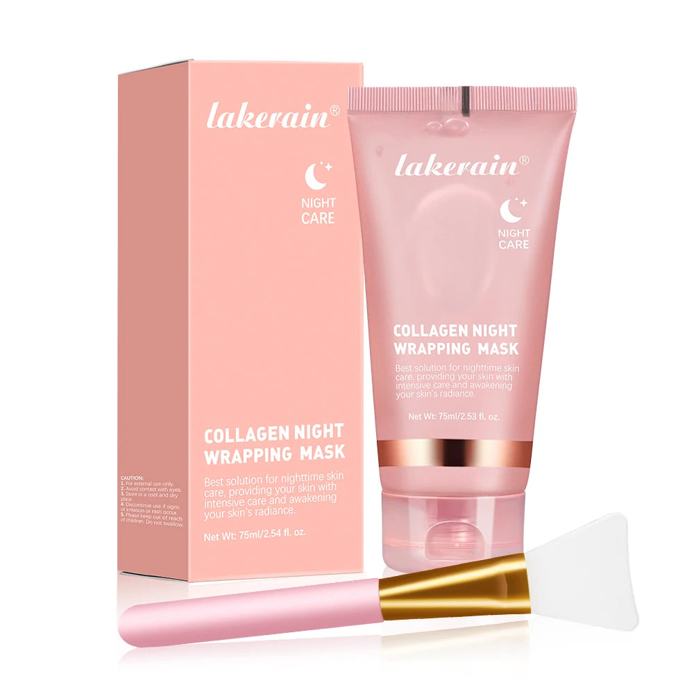 Collagen Wrapping Face Mask & Brush Set – Korean Peel-Off Night Mask for Glowing Skin