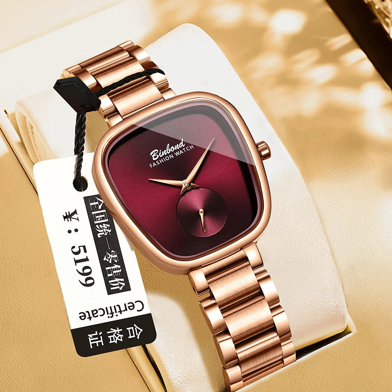 BINBOND Luxury Women's Watch – Simple Waterproof Stainless Steel Quartz