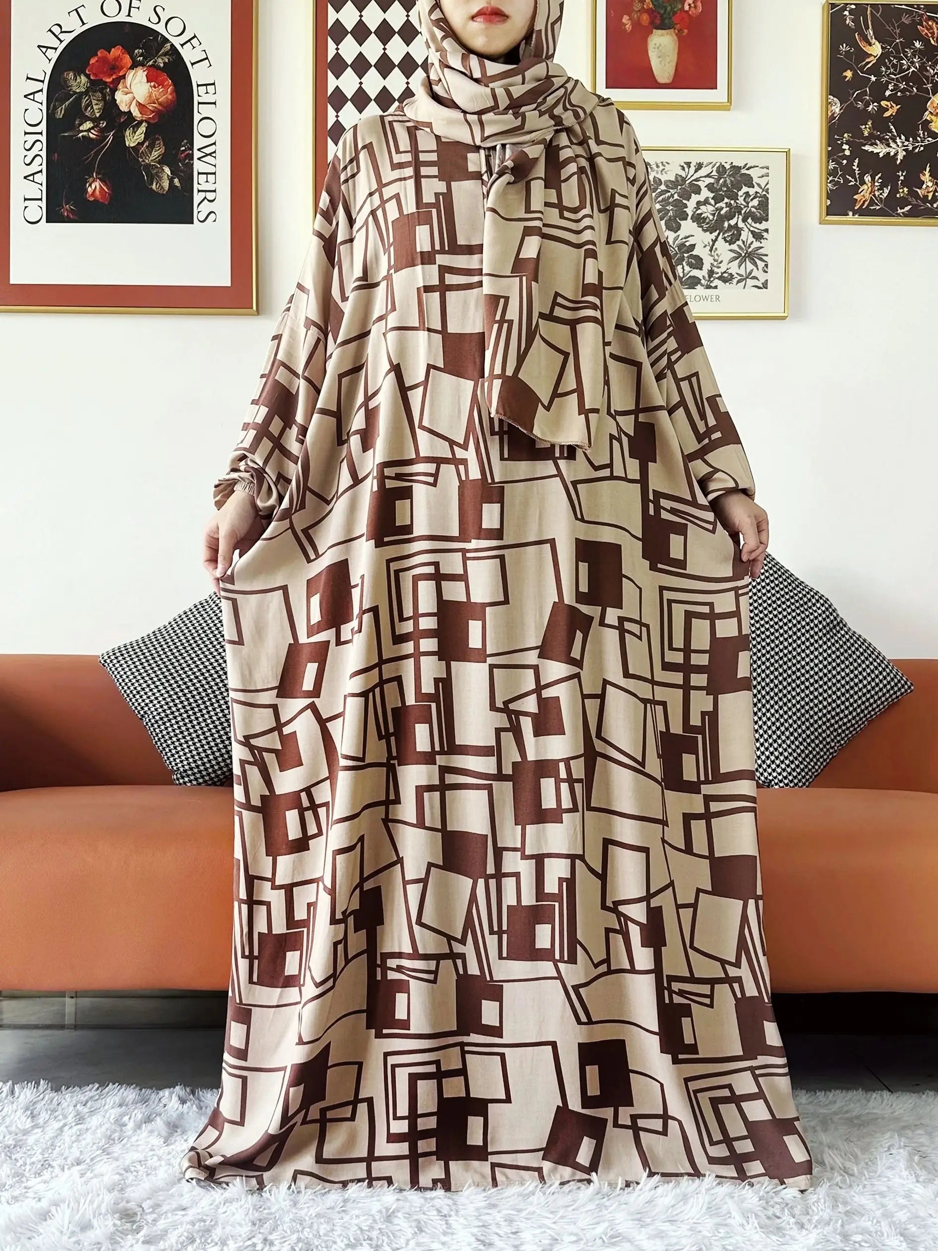 Floral Cotton Abaya – Ramadan Prayer Dress for Women Dubai Style